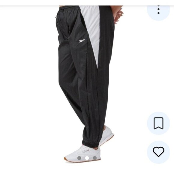 Reebok Classic Black & White Windbreaker Track Pants 3X/22-24W - Picture 2 of 7